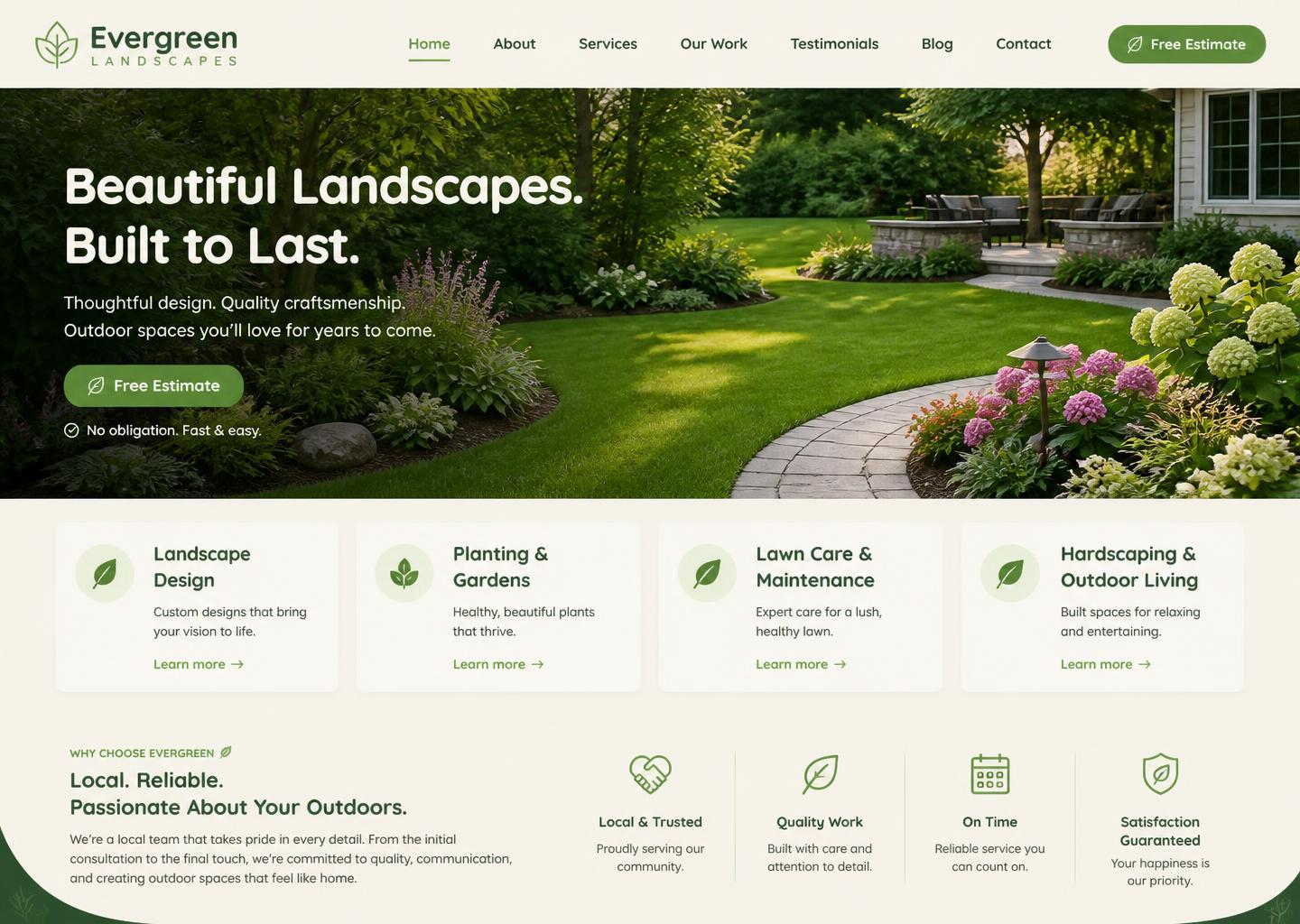 Greenfield Landscaping desktop website design