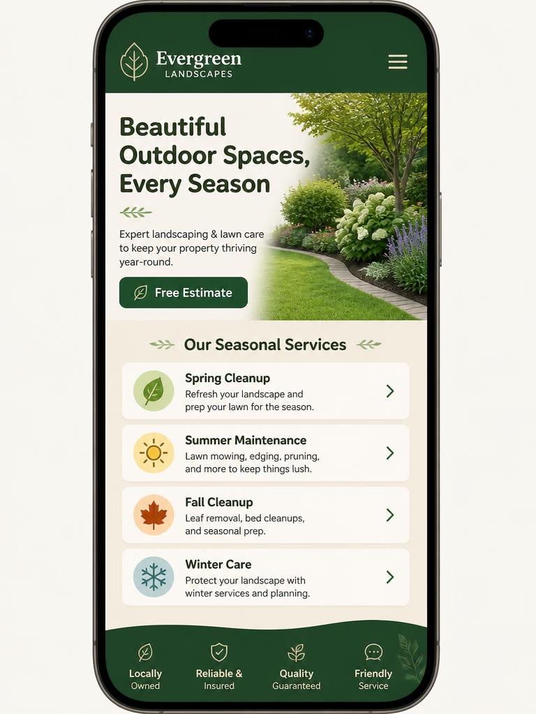 Greenfield Landscaping mobile website design